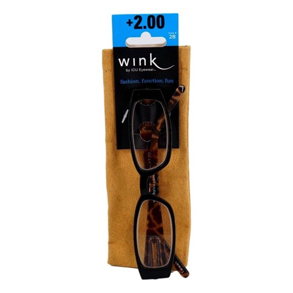 Wink by ICU Eyewear Reading Glasses Black Brown Tortoise Shell +2.00 New - Picture 2 of 5